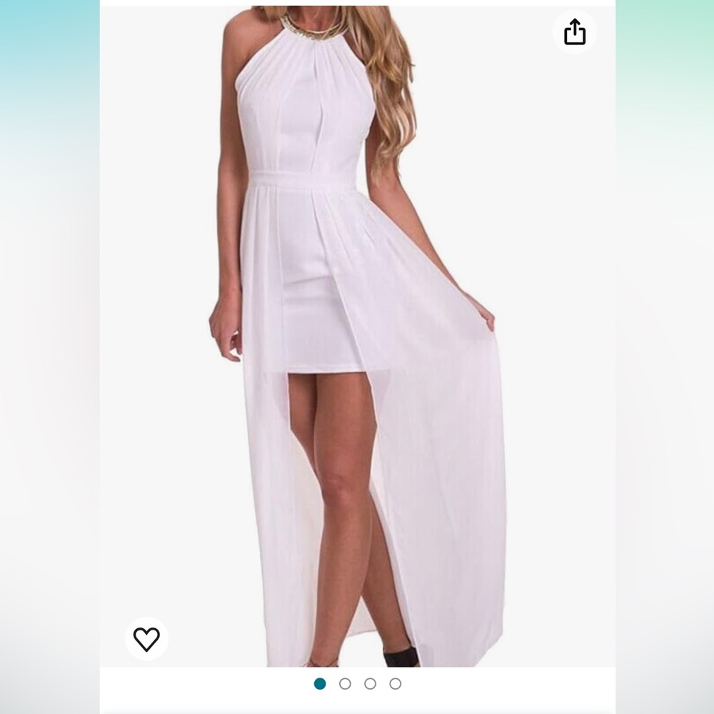 White dress with long overlay Size  M